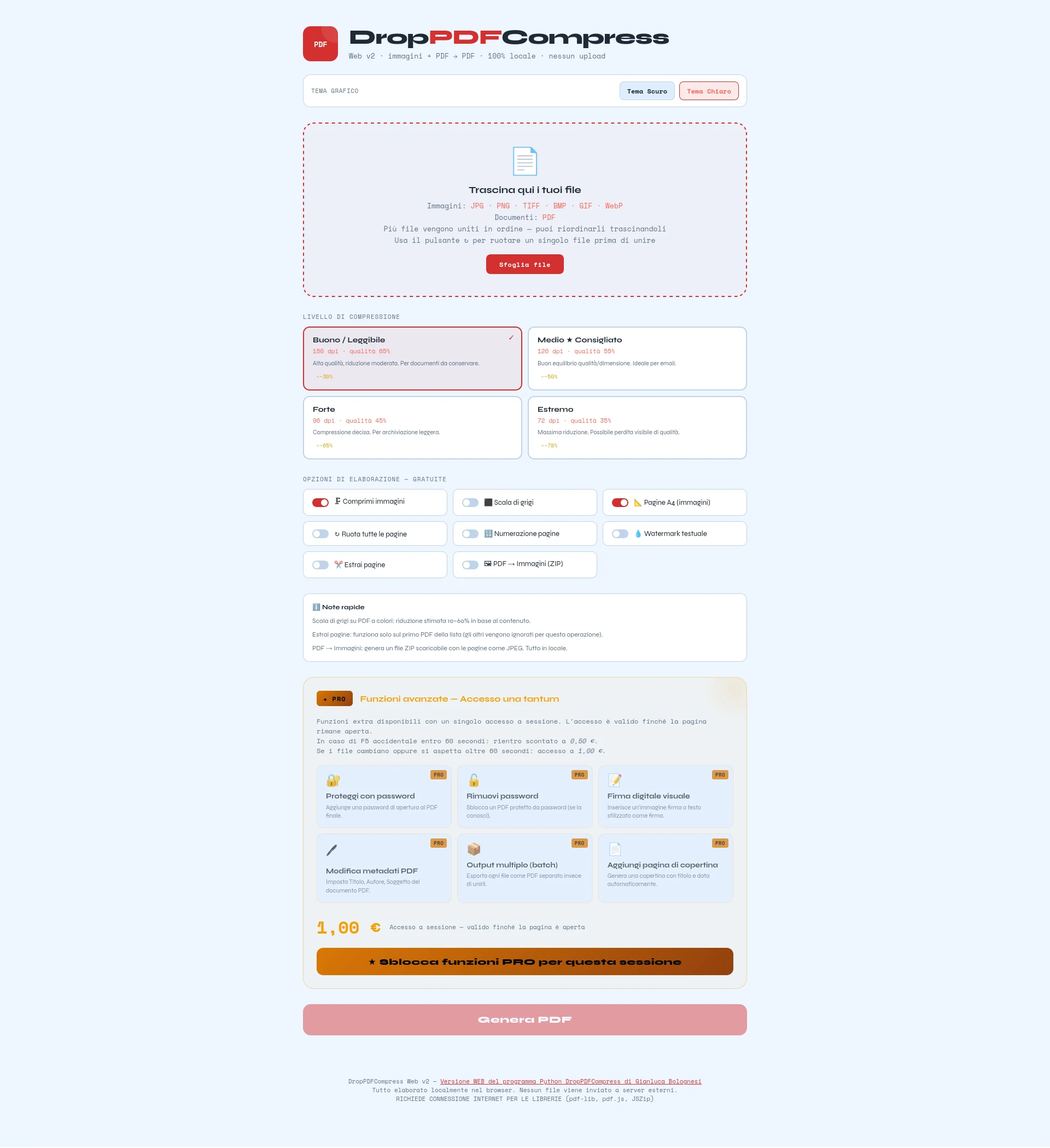 Schermata di DropPDFCompress PRO