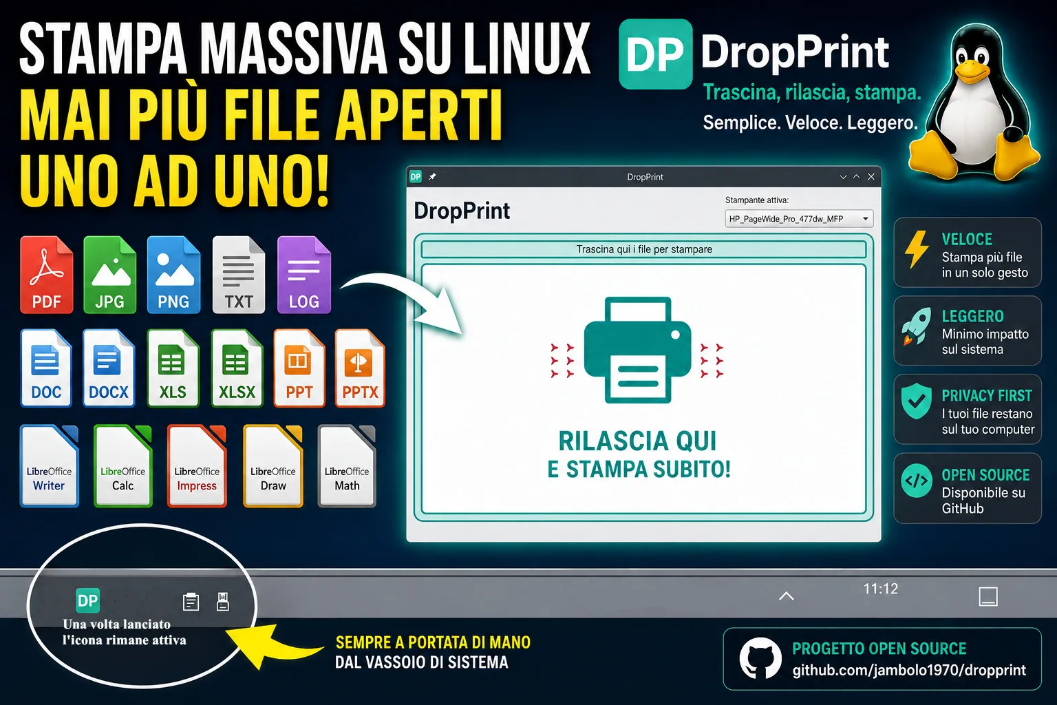 Schermata di DropPrint 🦎🖨️