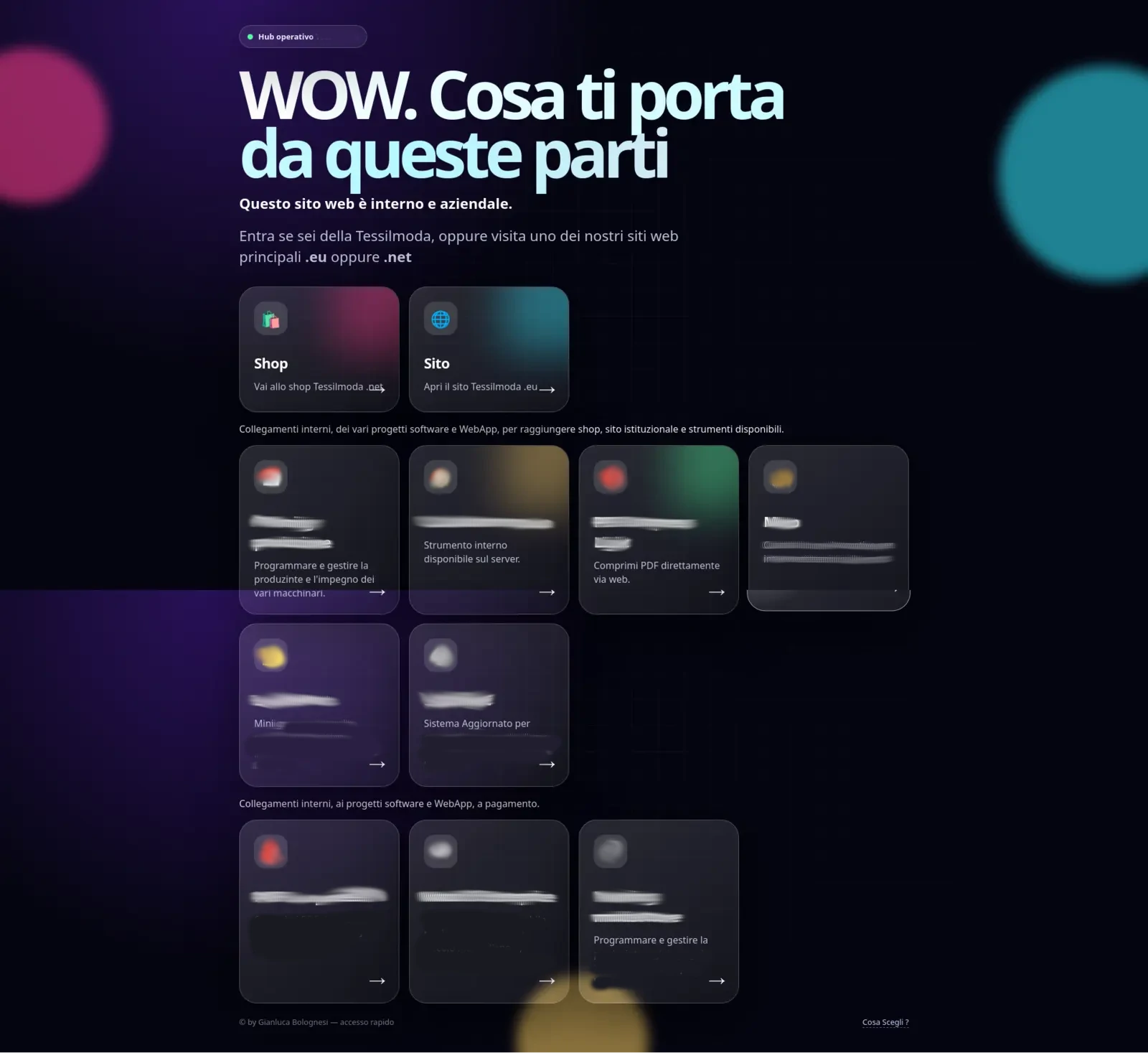 Schermata di Hub Aziendale