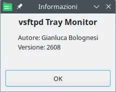 Schermata di vsFTPd tray